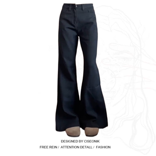 大码胖mm高级感休闲裤，直筒垂感2024春季高腰显瘦黑色微喇长裤