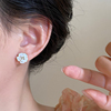 山茶花锆石耳钉法式耳饰，女独特耳环，2024高级感耳坠耳饰品