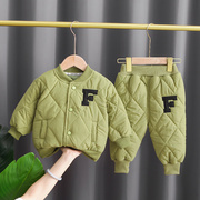婴儿棉衣两件套冬季冬装套装，加厚男0-1岁半2衣服，秋外出服宝宝棉袄
