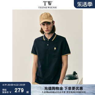 teenieweenie小熊男装polo衫男休闲简约撞色休闲商务，夏季t恤短袖