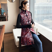 中国风唐装女士冬装中式复古日常改良旗袍，式上衣背心马夹马甲