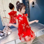 女童连衣裙2024夏装儿童旗袍夏季裙子洋气女孩中国风公主汉服