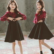 欧洲韩国女童装秋冬装，加绒套装2022洋气，背带裙公主连衣裙