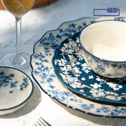 顺祥陶瓷迦蓝高档餐具好看的碗高级感盘子英式典雅碗碟家用轻奢碗
