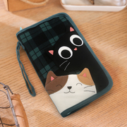 kine猫 花朵猫ins女士卡通布艺手机包多功能钱包卡包时尚精致