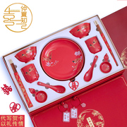 国潮比翼连理结婚礼物，送新人碗筷创意实用餐具喜碗高档礼盒装