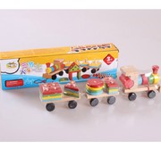 三节小火车拖拉木制形状颜色套柱儿童智力益智玩具早教启蒙