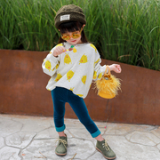 小蜜糖童装秋季趣味印花长袖，卫衣男童女童套头上衣洋气潮