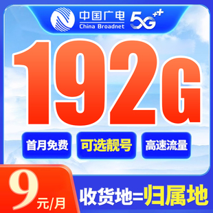 中国广电流量卡电话卡纯流量，上网卡无线流量卡，5g手机电话卡通用卡