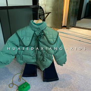 女童冬季加厚面包服韩国童装，2023洋气立领披肩，保暖儿童棉服外套