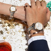 瑞士石英表钢带情侣手表，男女士表品牌防水冠琴时尚夜光日历