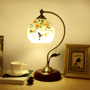 复古实木中式台灯欧式简约客厅书房卧室床头灯美式浪漫古典调光灯