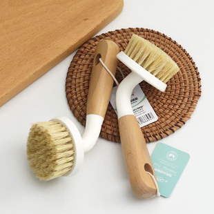 麻锅刷天然木柄洗锅刷家用厨房专用棕毛，刷子长柄清洁刷锅碟碗刷