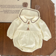 秋季婴儿长袖三角爬服0-2岁宝宝娃娃领连体衣包屁哈衣潮AL167