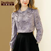 丹慕妮尔新中式优雅印花衬衫2024春季国潮风女装长袖高级上衣