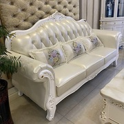 欧式真皮沙发组合123客厅整装，奢华实木头，层牛皮小户型简约沙发