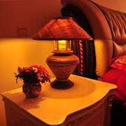 东南亚台灯卧室床头灯，创意复古怀旧宾馆，酒店会所手工竹编台灯