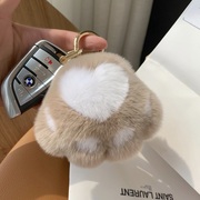 小猫爪真獭兔毛汽车钥匙扣挂件可爱毛绒球(毛绒球)包包挂饰生日礼物