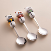 onlycook可爱熊猫宝宝辅食勺304不锈钢勺子儿童硅胶卡通餐勺饭勺