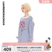laurence&chico衬衫宝石花女，2023年夏季圆领长袖衬衣，l&c