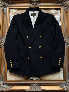 经典blazer戗驳领双排扣布雷泽西装600g重磅，毛呢羊毛绅士西服外套