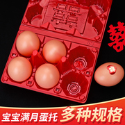 创意透明塑料红鸡蛋盒子，托盒宝宝诞生满月礼盒，回礼喜蛋托包装盒