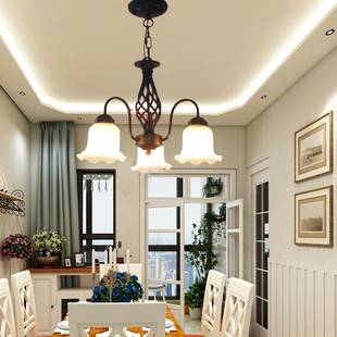 美式简约餐厅吊灯家居创意，卧室灯欧式小客厅，复古铁艺走廊过道灯具