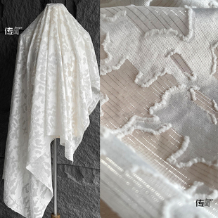 熔岩原创透视立体肌理提花纹布料改造连衣裙裤衬衣服装设计师面料