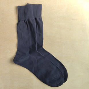 男士纯棉薄夏季绅士袜黑色小尺码西装袜抗菌除臭中筒袜深蓝色