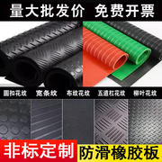 橡胶防滑垫黑色圆扣条纹，防滑橡胶板5mm绝缘胶垫，胶皮耐磨橡胶地垫