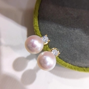 超越珠宝春季王妃款耳环纯银，耳针天然珍珠粉，紫白三色可选精致