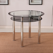 简约现代组合餐桌玻璃圆形小户型不锈钢家用吃饭椅四桌子一桌钢化