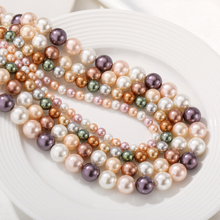 天然贝壳珠子珍珠圆珠散珠手工diy制作串珠手链项链饰品材料配件
