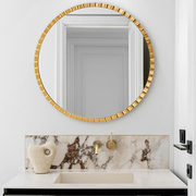 法式卧室梳妆镜复古圆形卫生间，洗漱镜子简约装饰镜壁挂轻奢玄关镜