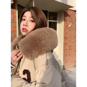 李潇洒(李潇洒)胖mm大毛领，派克羽绒服女冬季大码中长款白鸭绒(白鸭绒)外套