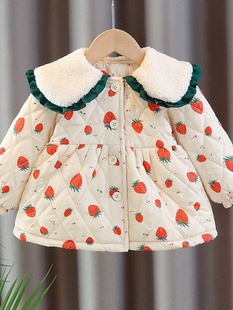 1-3岁小女童外套秋冬季2女宝宝加绒加厚棉衣洋气夹棉婴儿外出衣服