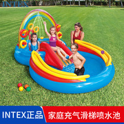 INTEX儿童充气水池游泳池家庭海洋球池沙池喷水戏水池滑梯水乐园