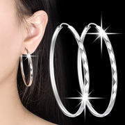 S925银耳环女式简约大气潮流耳扣防过敏不掉色个性夸张耳圈饰品