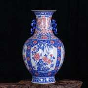 周胜堂景德镇陶瓷花瓶工艺品摆件，手绘青花瓷缠枝纹，花卉瓷瓶家居装