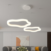 极简客厅吊灯北欧简约白色圆环大厅灯个性创意家用大气主卧室灯具