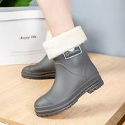 软底雨鞋韩版时尚低筒雨靴女加绒可拆卸保暖防滑防水户外水靴