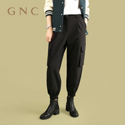 gnc简约马丁靴商场同款冬季系带加绒增高粗跟厚底圆头舒适时装靴