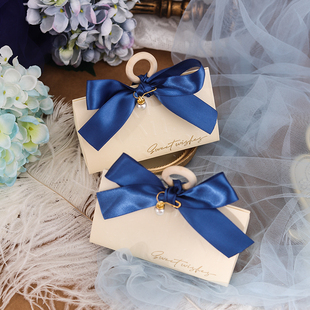 蓝色喜糖盒2023年结婚少女心三角盒，星空婚礼糖果礼纸喜糖盒子