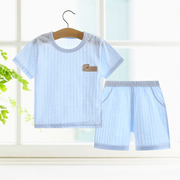 婴儿短袖套装夏季薄款宝宝衣服，纯棉款男女儿童夏天短裤两件套夏装