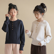 女大童毛衣2023日系，童装亲子套头，线衫洋气儿童女孩线衣针织衫