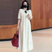 法式高级感飘逸度假V领白色连衣裙2023夏季仙女范气质高档裙