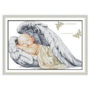 印花十字绣宝宝婴儿，房间小天使出生证明可设计印章名字留念