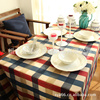 地中海红蓝格子桌布面料窗帘布料餐布帆布台布