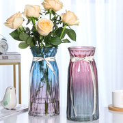 大号欧式透明彩色玻璃花瓶水培，植物富贵竹干花鲜花，插花瓶客厅摆件