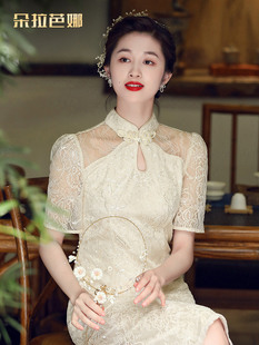 朵拉芭娜气质旗袍2023中国风年轻款蕾丝，改良礼服连衣裙女夏季